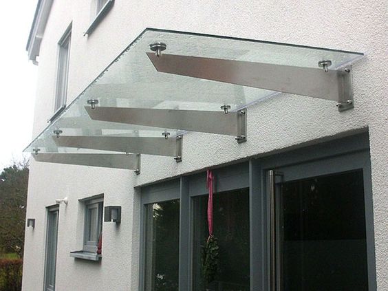 Steel support glass canopy