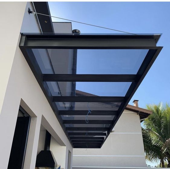 Steel support glass canopy