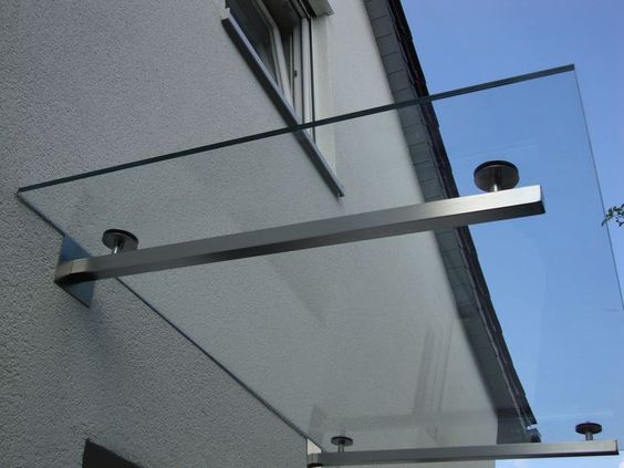 Steel support glass canopy