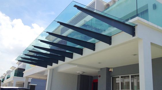 Steel support glass canopy